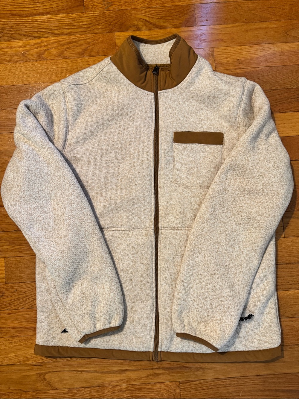 George Men’s M Sherpa Lined Sweater Fleece Jacket Full Zip Beige Tan